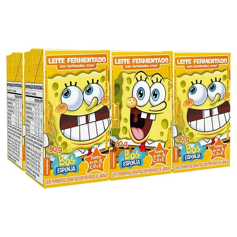 LEITE FERM BOB ESPONJA ELEGE 6X80G LARANJA