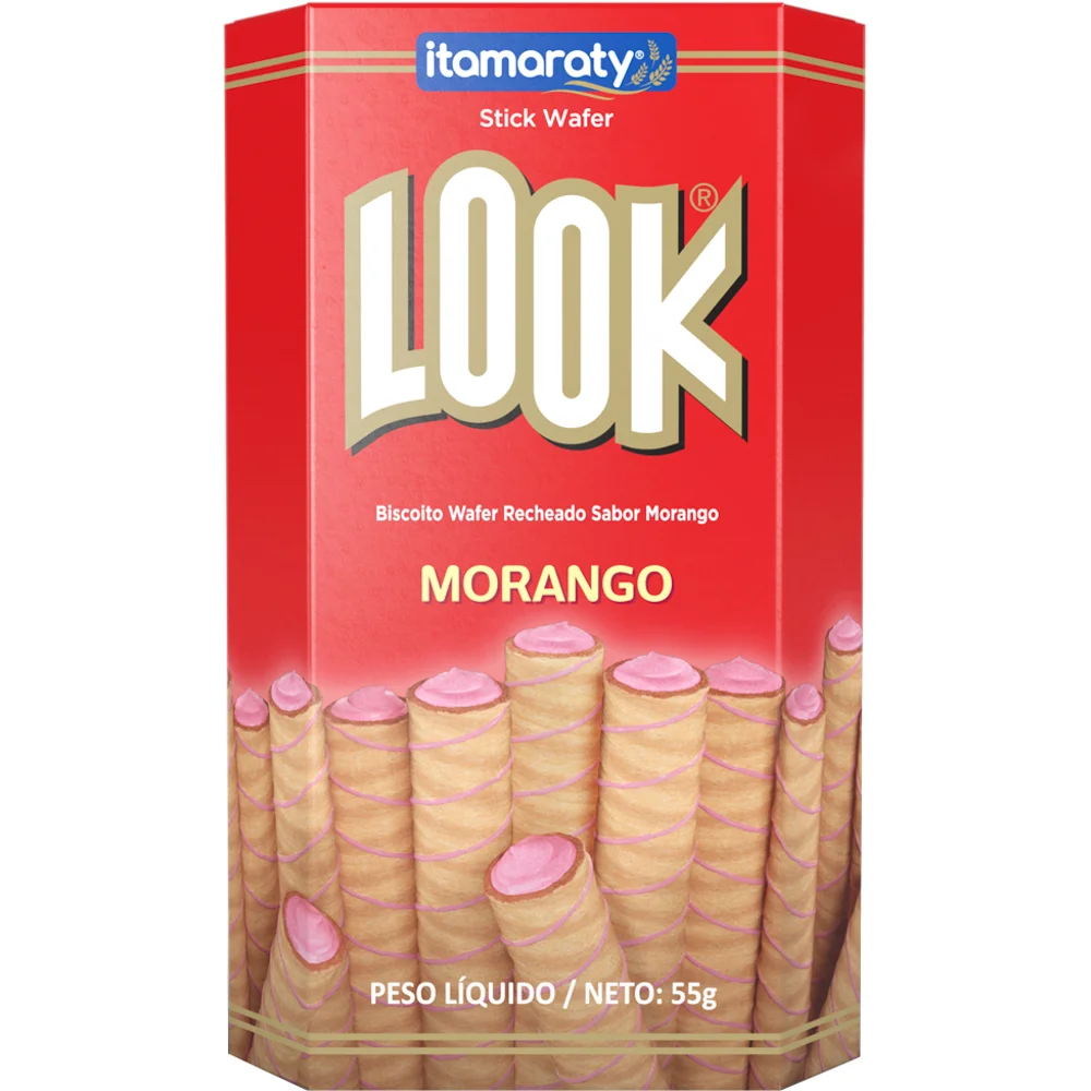 BISCOITO LOOK WAFER MORANGO 55GR
