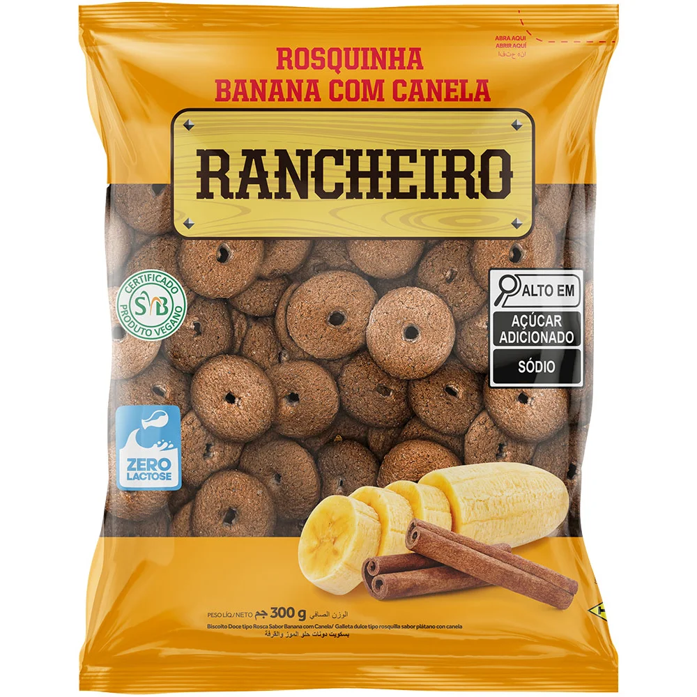 ROSQUINHA RANCHEIRO BAN C/ CANELA 300G