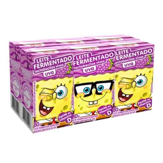 LEITE FERM BOB ESPONJA ELEGE 6X80G UVA