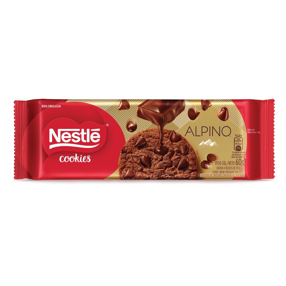 BISCOITO COOKIE ALPINO GOTAS CHOC 60G