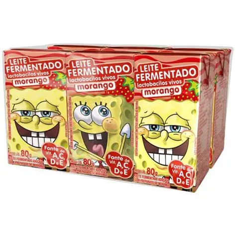 LEITE FERM BOB ESPONJA ELEGE 6X80G MORANGO